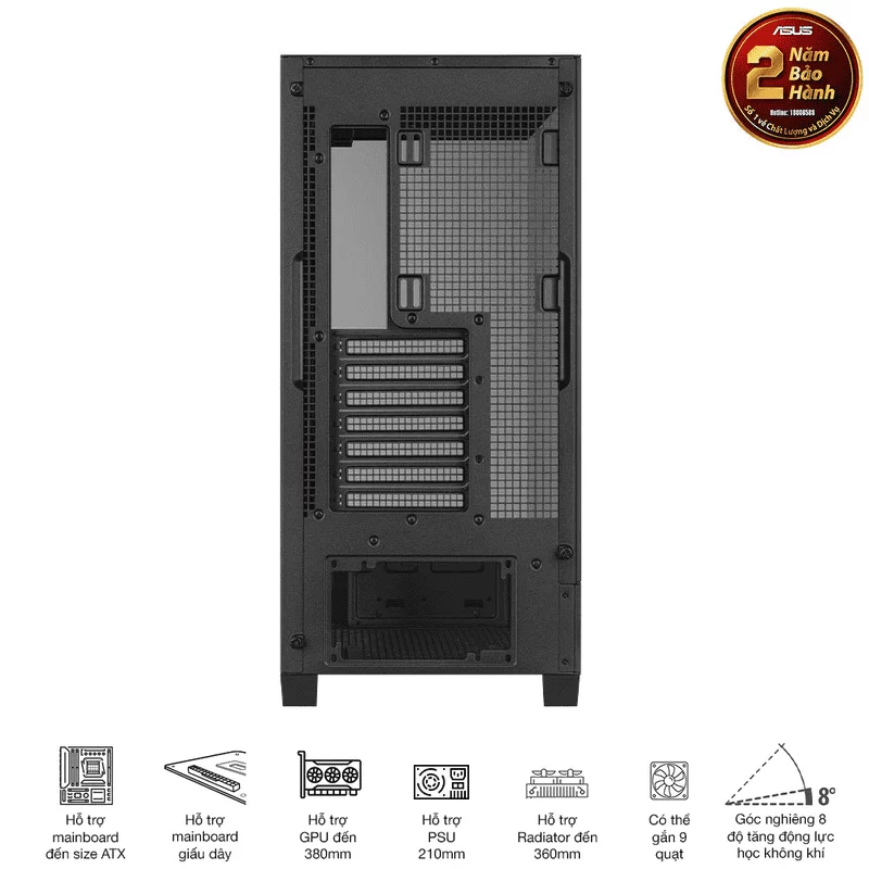 ASUS A31 Black ATX Mid-Tower Case - BTF Hidden Connectors, 8° Angled Base, Dual-Sided Tempered Glass 13 ASUS A31 Black ATX Mid-Tower Case - BTF Hidden Connectors, 8° Angled Base, Dual-Sided Tempered Glass - Ảnh 13