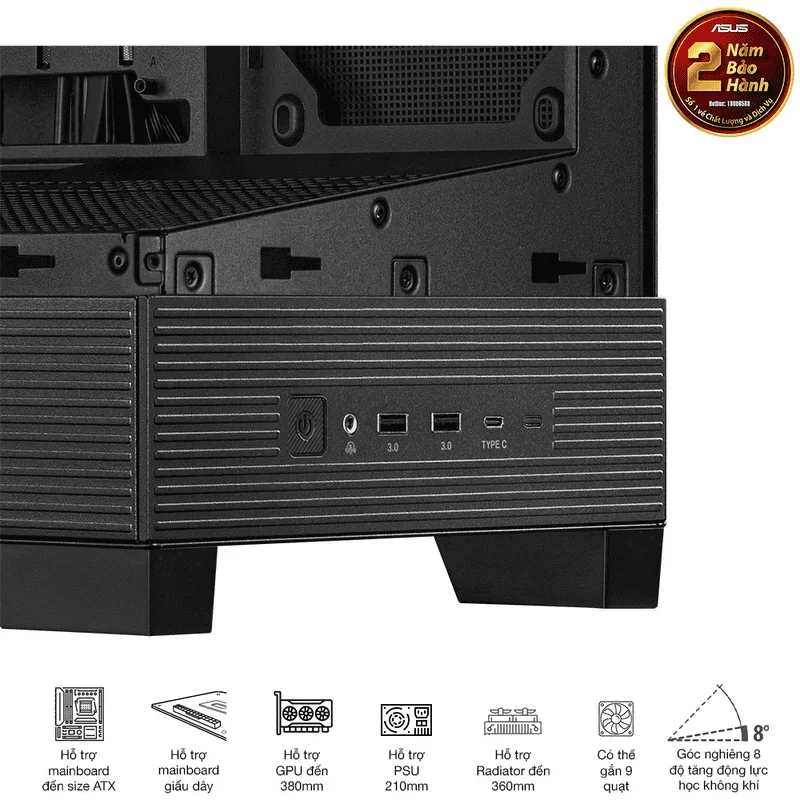 ASUS A31 Black ATX Mid-Tower Case - BTF Hidden Connectors, 8° Angled Base, Dual-Sided Tempered Glass 15 ASUS A31 Black ATX Mid-Tower Case - BTF Hidden Connectors, 8° Angled Base, Dual-Sided Tempered Glass - Ảnh 15