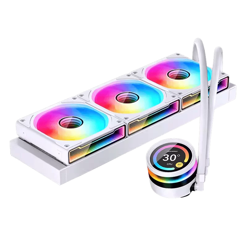 JONSBO TF2-360SC (WI) White AIO Liquid Cooling - 2.1 inches IPS LCD Screen, 360mm radiator, 3x120mm ARGB Fans