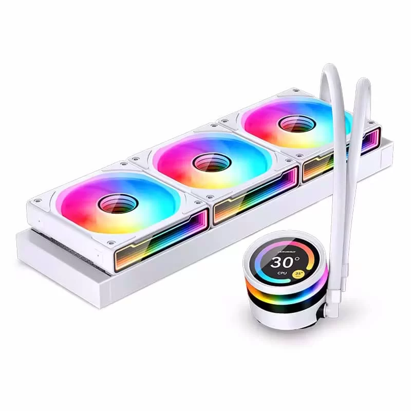 JONSBO TF2-360SC (WI) White AIO Liquid Cooling - 2.1 inches IPS LCD Screen, 360mm radiator, 3x120mm ARGB Fans 2 JONSBO TF2-360SC (WI) White AIO Liquid Cooling - 2.1 inches IPS LCD Screen, 360mm radiator, 3x120mm ARGB Fans - Ảnh 2