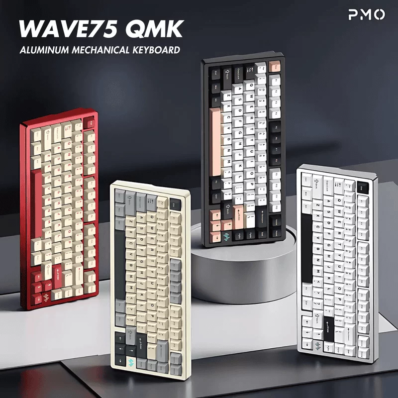 PMO WAVE75 Pro QMK Aluminum Mechanical Keyboard - 75%, 3-mode, FR4, Snow (Kailh), 8000mAh, PVD stainless steel weight 1 PMO WAVE75 Pro QMK Aluminum Mechanical Keyboard - 75%, 3-mode, FR4, Snow (Kailh), 8000mAh, PVD stainless steel weight