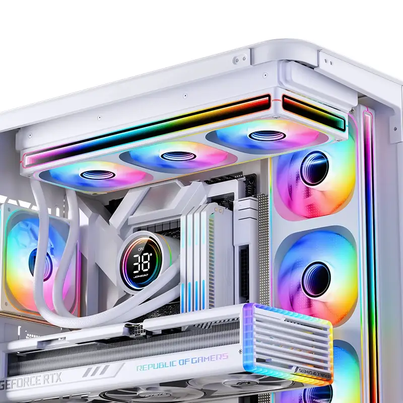 JONSBO ZB-240WR White Reverse Blade Fan Case - 2in1, 2x120mm 3Pin ARGB Fans, PWM, 4-Sides Infinity Mirror 2 JONSBO ZB-240WR White Reverse Blade Fan Case - 2in1, 2x120mm 3Pin ARGB Fans, PWM, 4-Sides Infinity Mirror - Ảnh 2