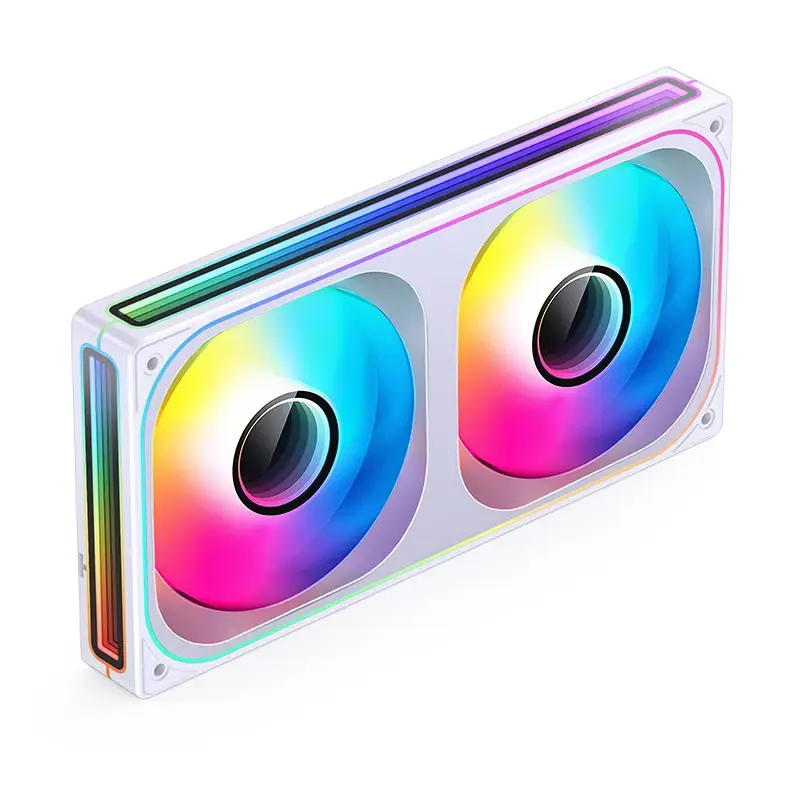 JONSBO ZB-240WR White Reverse Blade Fan Case - 2in1, 2x120mm 3Pin ARGB Fans, PWM, 4-Sides Infinity Mirror 4 JONSBO ZB-240WR White Reverse Blade Fan Case - 2in1, 2x120mm 3Pin ARGB Fans, PWM, 4-Sides Infinity Mirror - Ảnh 4