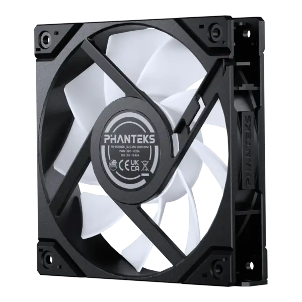 Phanteks M25G2-120 Black D-RGB 3-Pack Fans Case - 3x120mm, 350 - 2000 RPM, 4-pin PWM, 3-pin 5V Addressable RGB 5 Phanteks M25G2-120 Black D-RGB 3-Pack Fans Case - 3x120mm, 350 - 2000 RPM, 4-pin PWM, 3-pin 5V Addressable RGB - Ảnh 5