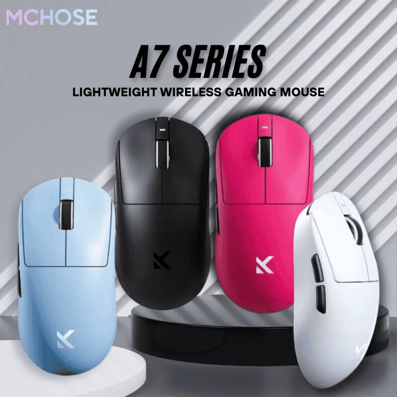 MCHOSE A7 Ultra Wireless Tri-mode Gaming Mouse - 59g, PAW3950, Wired 8K + NANO Wireless 8K, 42000 DPI, 750 IPS 1 MCHOSE A7 Ultra Wireless Tri-mode Gaming Mouse - 59g, PAW3950, Wired 8K + NANO Wireless 8K, 42000 DPI, 750 IPS