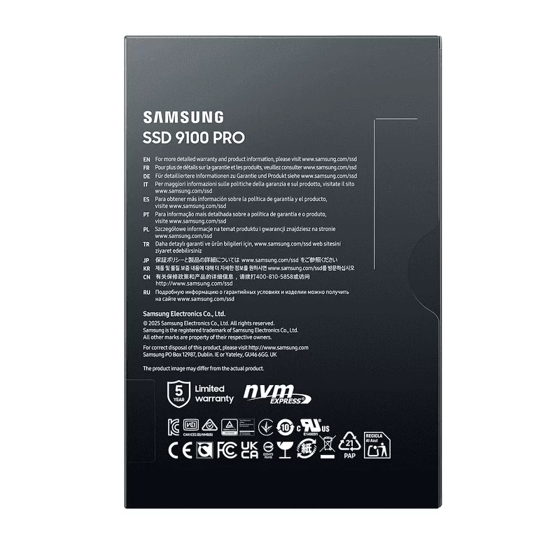 Samsung 9100 Pro 1TB (MZ-VAP1T0BW) SSD - M.2 2280, PCIe Gen 5.0 x4 NVMe 2.0 6 Samsung 9100 Pro 1TB (MZ-VAP1T0BW) SSD - M.2 2280, PCIe Gen 5.0 x4 NVMe 2.0 - Ảnh 6
