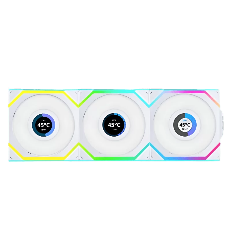 Lian Li UNI FAN SL Wireless LCD 120 Triple White Fan (12SLLCD1W3W) - 3x 120mm fans, 1.6" LCD Display, 2.4 GHz Wireless Signal for RGB & Fan Control 1 Lian Li UNI FAN SL Wireless LCD 120 Triple White Fan (12SLLCD1W3W) - 3x 120mm fans, 1.6" LCD Display, 2.4 GHz Wireless Signal for RGB & Fan Control