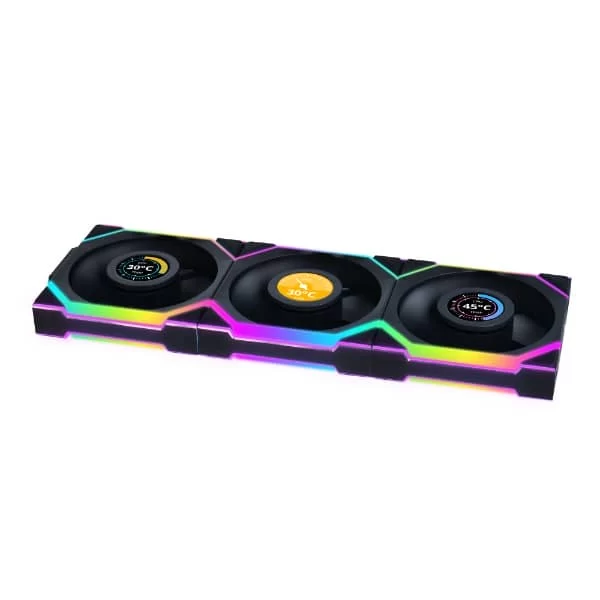Lian Li UNI FAN SL Wireless LCD 120 Triple Black Fan (12SLLCD1W3B) - 3x 120mm fans, 1.6" LCD Display, 2.4 GHz Wireless Signal for RGB & Fan Control 6 Lian Li UNI FAN SL Wireless LCD 120 Triple Black Fan (12SLLCD1W3B) - 3x 120mm fans, 1.6" LCD Display, 2.4 GHz Wireless Signal for RGB & Fan Control - Ảnh 6