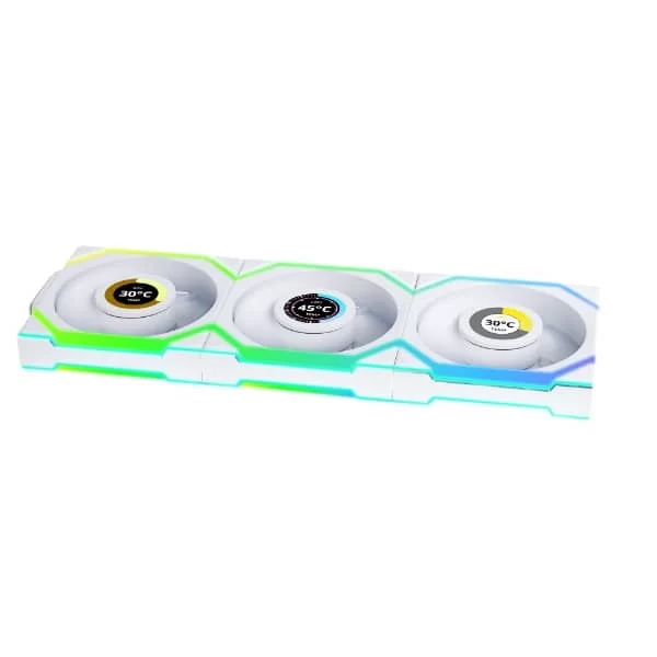 Lian Li UNI FAN SL Wireless LCD 120 Triple White Fan (12SLLCD1W3W) - 3x 120mm fans, 1.6" LCD Display, 2.4 GHz Wireless Signal for RGB & Fan Control 7 Lian Li UNI FAN SL Wireless LCD 120 Triple White Fan (12SLLCD1W3W) - 3x 120mm fans, 1.6" LCD Display, 2.4 GHz Wireless Signal for RGB & Fan Control - Ảnh 7