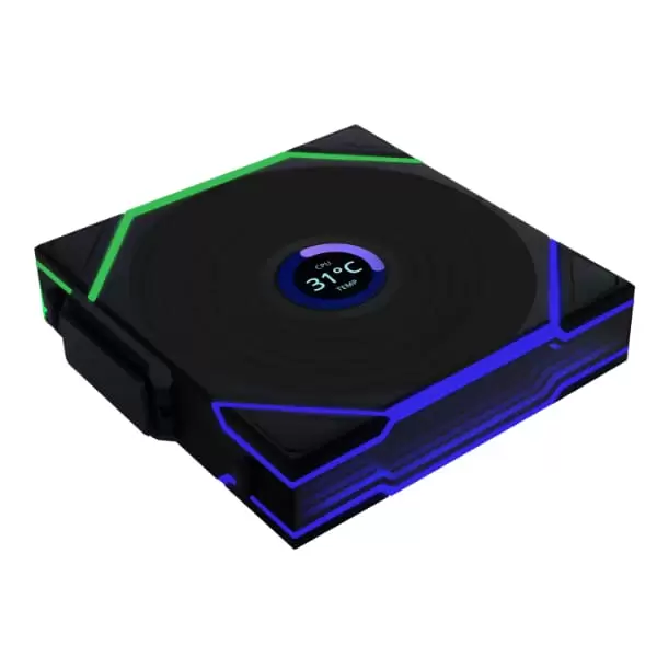 Lian Li UNI FAN TL120 LCD Wireless Reverse Blade Triple Black Fan (12RTLLCD1W3B) - 3x 120mm fans, 2.4 GHz Wireless Signal for RGB & Fan Control 6 Lian Li UNI FAN TL120 LCD Wireless Reverse Blade Triple Black Fan (12RTLLCD1W3B) - 3x 120mm fans, 2.4 GHz Wireless Signal for RGB & Fan Control - Ảnh 6