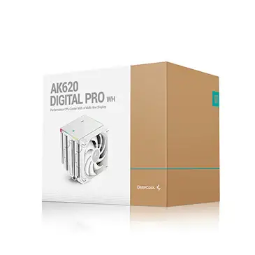 Deepcool AK620 DIGITAL PRO WH CPU Air Cooler - White, 6 Heatpipes, Dual Tower, Multi-data point screen, 260W TDP, 2x FT12 SE PWM fans 11 Deepcool AK620 DIGITAL PRO WH CPU Air Cooler - White, 6 Heatpipes, Dual Tower, Multi-data point screen, 260W TDP, 2x FT12 SE PWM fans - Ảnh 11