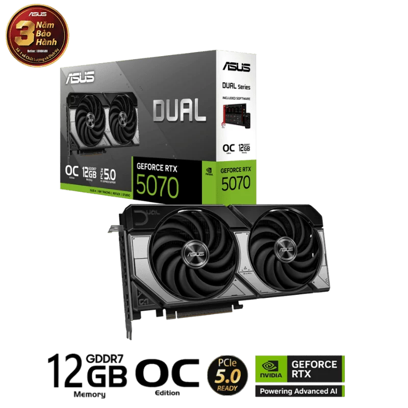 ASUS Dual GeForce RTX 5070 12GB GDDR7 OC Edition (DUAL-RTX5070-O12G) Graphics Card
