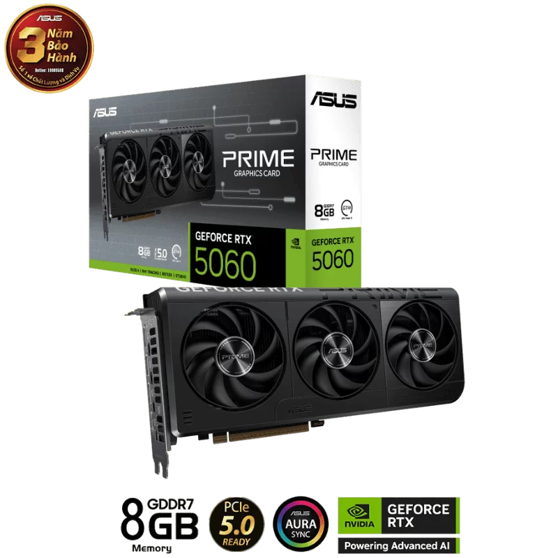 ASUS PRIME GeForce RTX 5060 8GB GDDR7 (PRIME-RTX5060-8G) Graphics Card 1 ASUS PRIME GeForce RTX 5060 8GB GDDR7 (PRIME-RTX5060-8G) Graphics Card