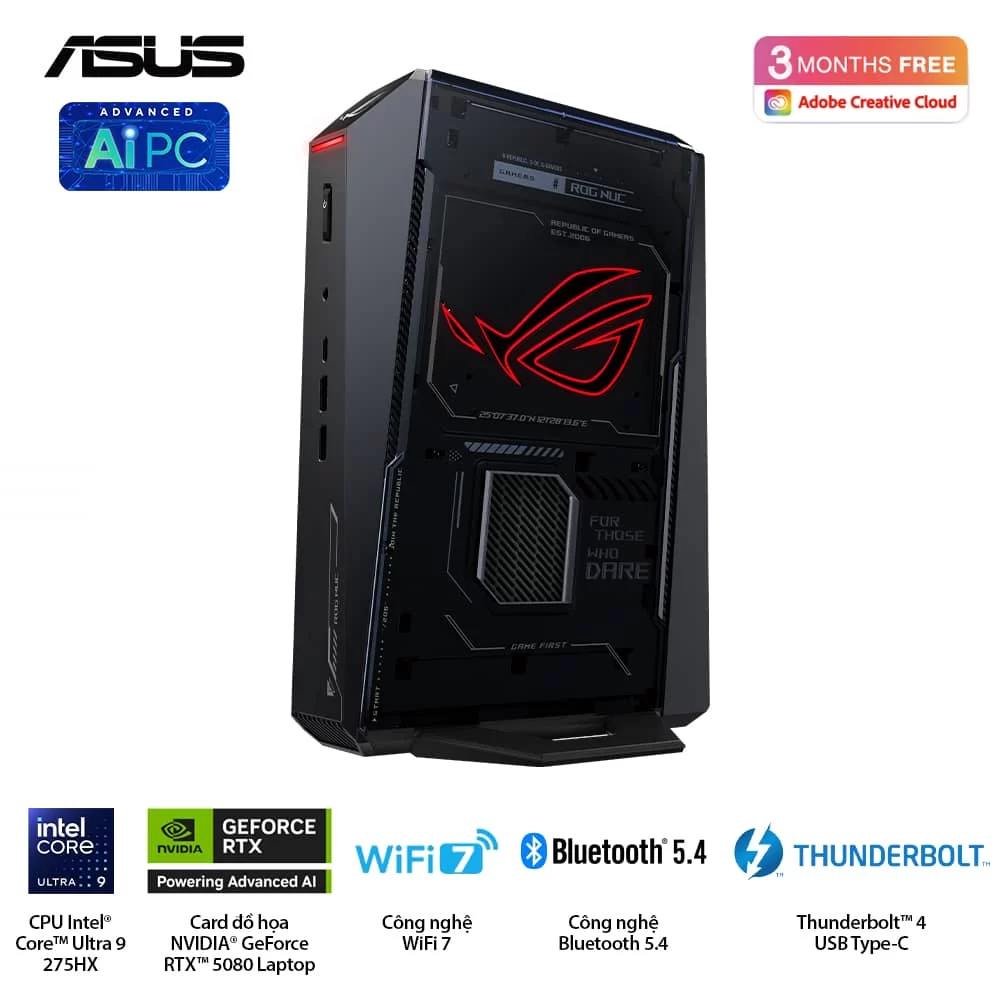 ASUS ROG NUC (2025) NUC15JNK (RNUC15JNK9X289A0) Gaming Desktop mini PC - Ultra 9 275HX, 32GB (2x16GB) 6400 DDR5, 1TB M.2 2280 NVMe™ PCIe® 4.0, RTX 5080 Laptop GPU, Win 11 Home 3 ASUS ROG NUC (2025) NUC15JNK (RNUC15JNK9X289A0) Gaming Desktop mini PC - Ultra 9 275HX, 32GB (2x16GB) 6400 DDR5, 1TB M.2 2280 NVMe™ PCIe® 4.0, RTX 5080 Laptop GPU, Win 11 Home - Ảnh 3