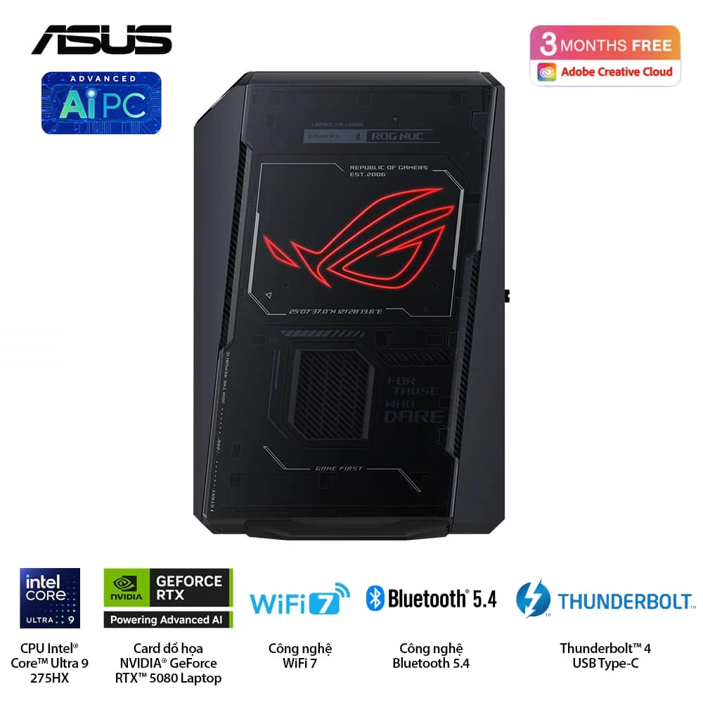 ASUS ROG NUC (2025) NUC15JNK (RNUC15JNK9X289A0) Gaming Desktop mini PC - Ultra 9 275HX, 32GB (2x16GB) 6400 DDR5, 1TB M.2 2280 NVMe™ PCIe® 4.0, RTX 5080 Laptop GPU, Win 11 Home 4 ASUS ROG NUC (2025) NUC15JNK (RNUC15JNK9X289A0) Gaming Desktop mini PC - Ultra 9 275HX, 32GB (2x16GB) 6400 DDR5, 1TB M.2 2280 NVMe™ PCIe® 4.0, RTX 5080 Laptop GPU, Win 11 Home - Ảnh 4