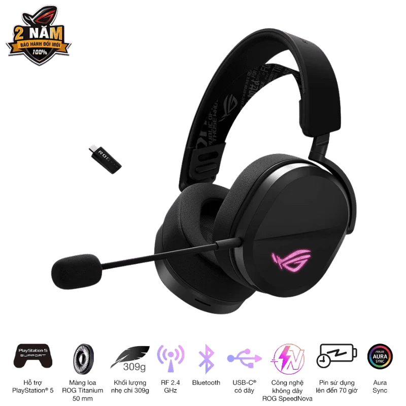 ASUS ROG Pelta Black Wireless Gaming Headset - Tri-mode connectivity, AuraSync, 309g, 50mm Titanium Drivers 1 ASUS ROG Pelta Black Wireless Gaming Headset - Tri-mode connectivity, AuraSync, 309g, 50mm Titanium Drivers
