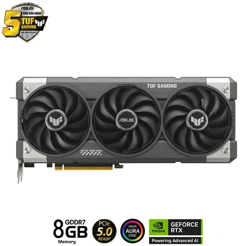 ASUS TUF Gaming GeForce RTX 5060 8GB GDDR7 OC Edition (TUF-RTX5060-O8G-GAMING) Graphics Card 4 ASUS TUF Gaming GeForce RTX 5060 8GB GDDR7 OC Edition (TUF-RTX5060-O8G-GAMING) Graphics Card - Ảnh 4
