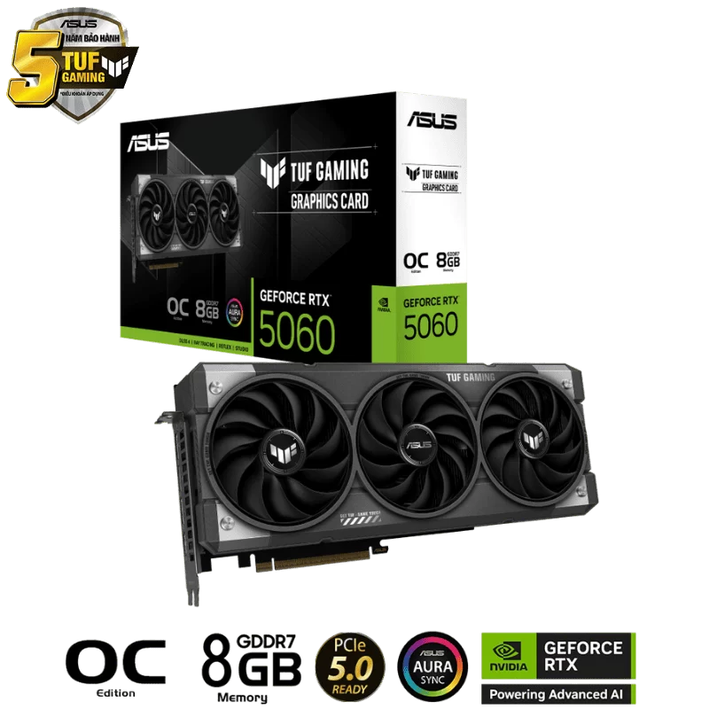 ASUS TUF Gaming GeForce RTX 5060 8GB GDDR7 OC Edition (TUF-RTX5060-O8G-GAMING) Graphics Card
