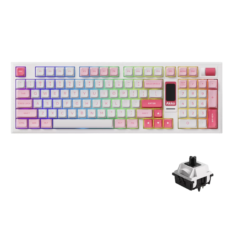 AKKO 5098B Prunus Lannesiana Keyboard - 98%, TFT LCD screen, Multi-modes, Gasket mount, PBT Dye-Sub Keycaps, Hotswap, 8000mAh 1 AKKO 5098B Prunus Lannesiana Keyboard - 98%, TFT LCD screen, Multi-modes, Gasket mount, PBT Dye-Sub Keycaps, Hotswap, 8000mAh