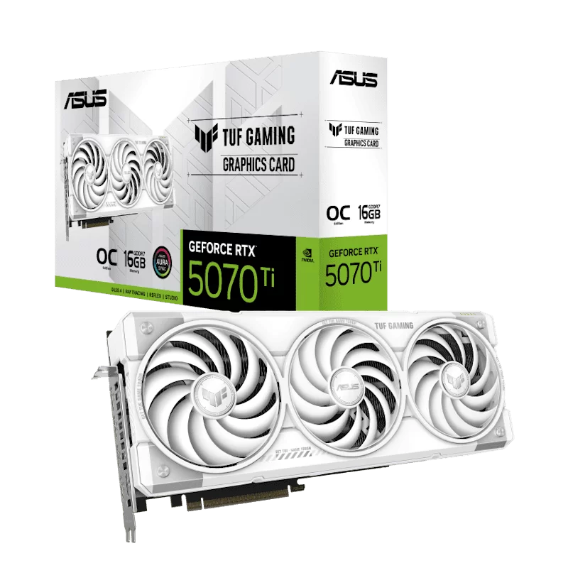 ASUS TUF Gaming GeForce RTX 5070Ti White OC Edition 16GB GDDR7 (TUF-RTX5070TI-O16G-WHITE-GAMING) Graphics Card 1 ASUS TUF Gaming GeForce RTX 5070Ti White OC Edition 16GB GDDR7 (TUF-RTX5070TI-O16G-WHITE-GAMING) Graphics Card