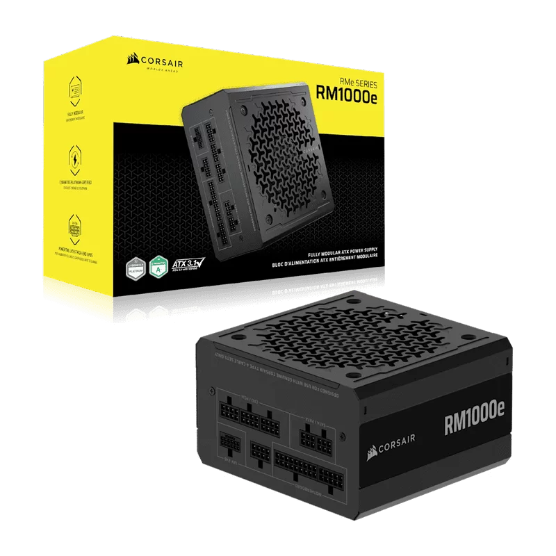 CORSAIR RMe Series RM1000e ATX 3.1 PCIe 5.1 (2025) Fully Modular PSU - 12V‑2×6 (GPU), 1000 Watt, 80 plus Gold, Low-Noise 2 CORSAIR RMe Series RM1000e ATX 3.1 PCIe 5.1 (2025) Fully Modular PSU - 12V‑2×6 (GPU), 1000 Watt, 80 plus Gold, Low-Noise - Ảnh 2