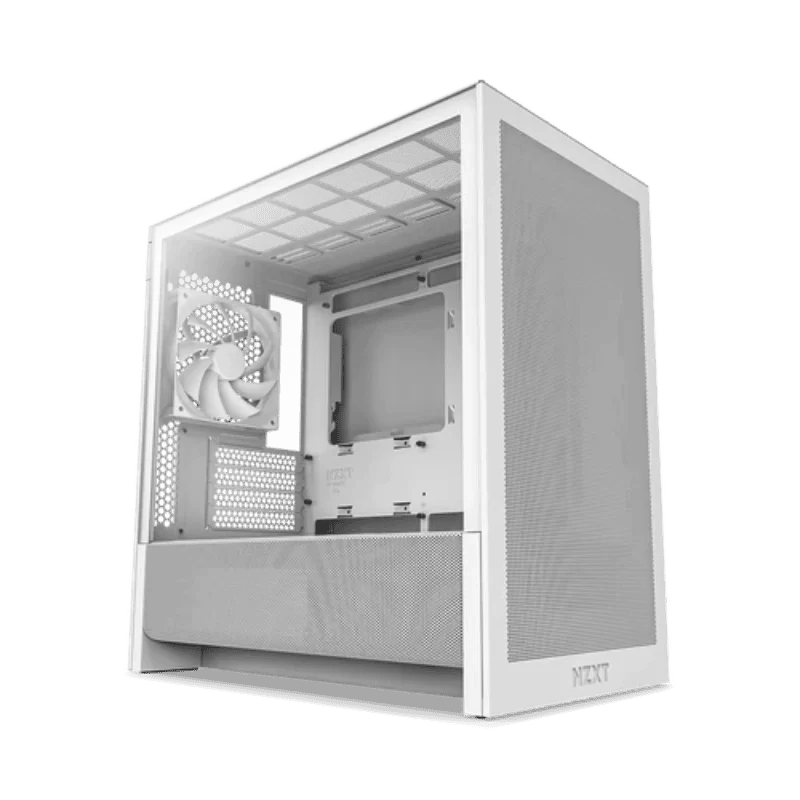 NZXT H3 Flow White MATX Airflow Case - All White, 1x F120Q (CV) Fan