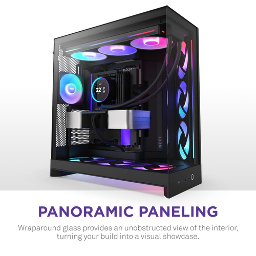 NZXT H9 Flow RGB+ Black Large Dual-Chamber Mid-Tower ATX Airflow Case - Control Hub includes 7 NZXT H9 Flow RGB+ Black Large Dual-Chamber Mid-Tower ATX Airflow Case - Control Hub includes - Ảnh 7