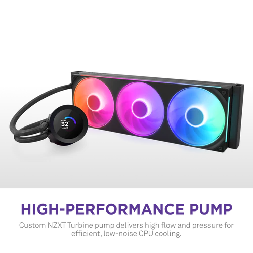 NZXT Kraken Plus 360 RGB V2 Black AIO Liquid CPU Cooler - 1.54 inch LCD, 360mm radiator, F360 RGB Core (EV) Fan 3 NZXT Kraken Plus 360 RGB V2 Black AIO Liquid CPU Cooler - 1.54 inch LCD, 360mm radiator, F360 RGB Core (EV) Fan - Ảnh 3