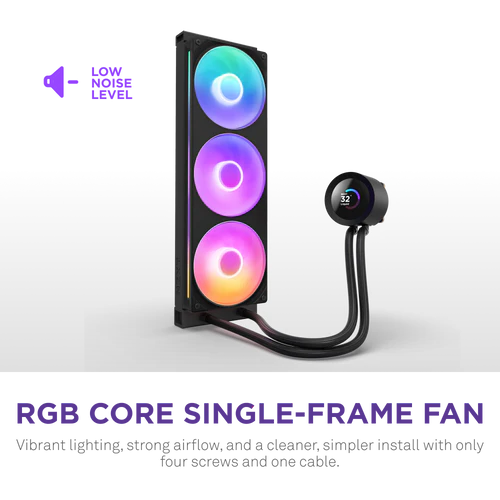 NZXT Kraken Plus 360 RGB V2 Black AIO Liquid CPU Cooler - 1.54 inch LCD, 360mm radiator, F360 RGB Core (EV) Fan 6 NZXT Kraken Plus 360 RGB V2 Black AIO Liquid CPU Cooler - 1.54 inch LCD, 360mm radiator, F360 RGB Core (EV) Fan - Ảnh 6
