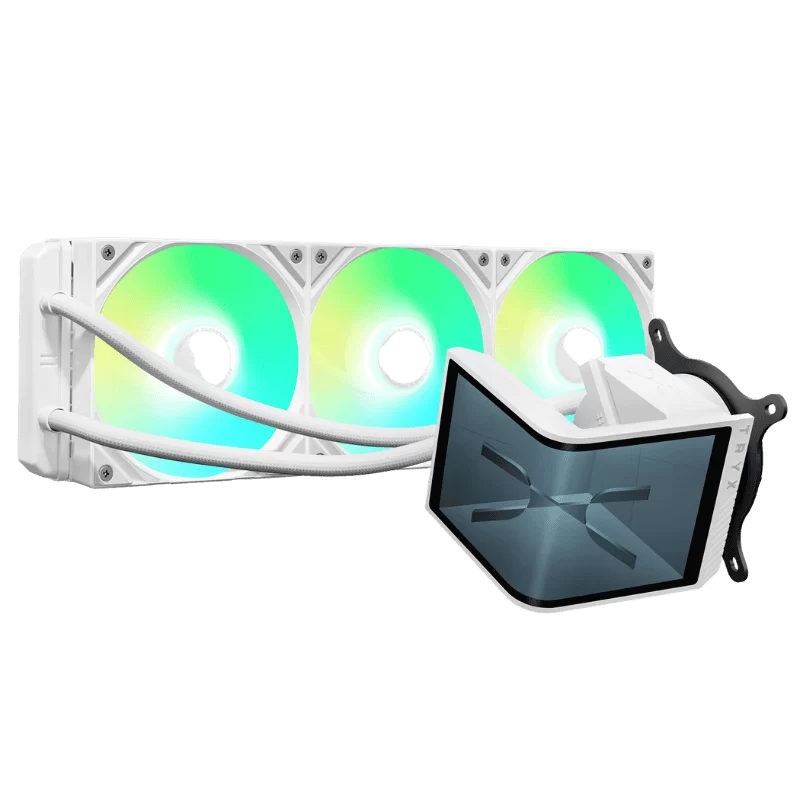 TRYX PANORAMA SE ARGB 360 WHITE AIO Liquid CPU Cooler - 6.5inch curved screen, 360mm radiator, Asetek Adela pump, 3x ARGB Gen2 Fans