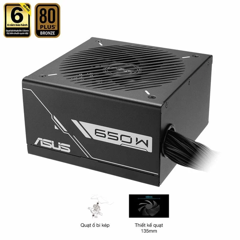 ASUS Prime 650B Black PSU - 650W Bronze, Dual Ball Fan Bearings, 135mm Fan Design 4 ASUS Prime 650B Black PSU - 650W Bronze, Dual Ball Fan Bearings, 135mm Fan Design - Ảnh 4