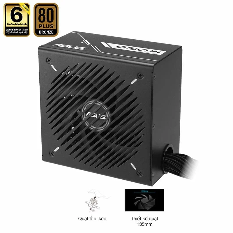 ASUS Prime 650B Black PSU - 650W Bronze, Dual Ball Fan Bearings, 135mm Fan Design 7 ASUS Prime 650B Black PSU - 650W Bronze, Dual Ball Fan Bearings, 135mm Fan Design - Ảnh 7