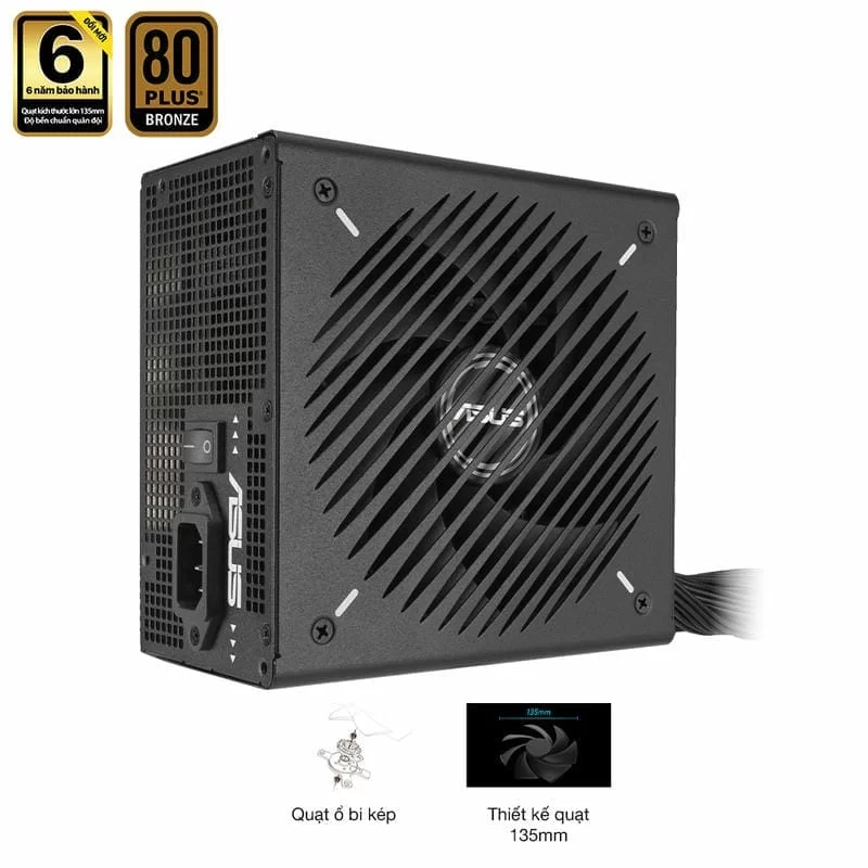 ASUS Prime 650B Black PSU - 650W Bronze, Dual Ball Fan Bearings, 135mm Fan Design 9 ASUS Prime 650B Black PSU - 650W Bronze, Dual Ball Fan Bearings, 135mm Fan Design - Ảnh 9