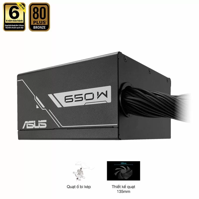 ASUS Prime 650B Black PSU - 650W Bronze, Dual Ball Fan Bearings, 135mm Fan Design 12 ASUS Prime 650B Black PSU - 650W Bronze, Dual Ball Fan Bearings, 135mm Fan Design - Ảnh 12