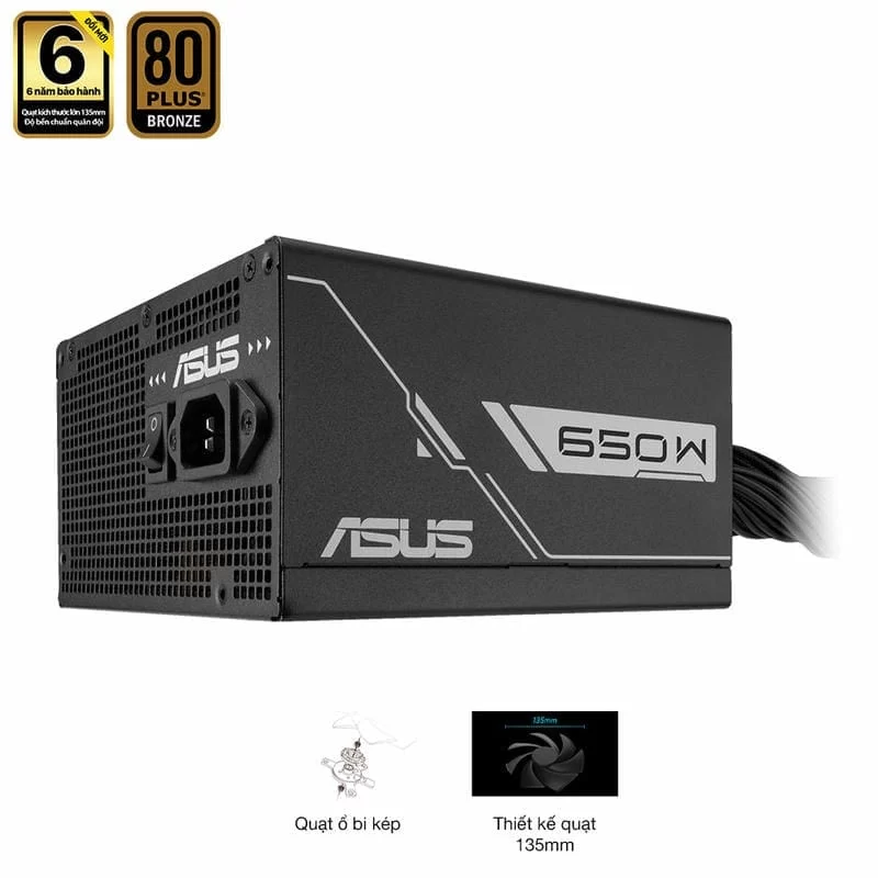 ASUS Prime 650B Black PSU - 650W Bronze, Dual Ball Fan Bearings, 135mm Fan Design 13 ASUS Prime 650B Black PSU - 650W Bronze, Dual Ball Fan Bearings, 135mm Fan Design - Ảnh 13