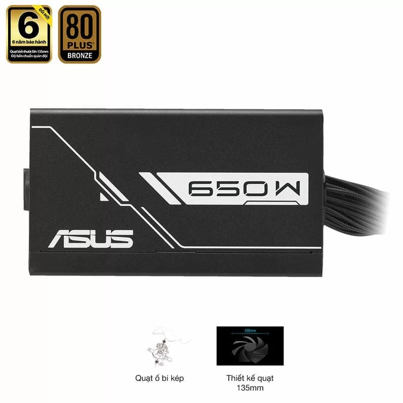 ASUS Prime 650B Black PSU - 650W Bronze, Dual Ball Fan Bearings, 135mm Fan Design 1 ASUS Prime 650B Black PSU - 650W Bronze, Dual Ball Fan Bearings, 135mm Fan Design