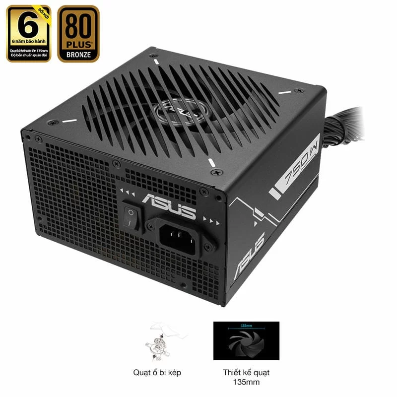 ASUS Prime 750B Black PSU - 750W Bronze, Dual Ball Fan Bearings, 135mm Fan Design 7 ASUS Prime 750B Black PSU - 750W Bronze, Dual Ball Fan Bearings, 135mm Fan Design - Ảnh 7