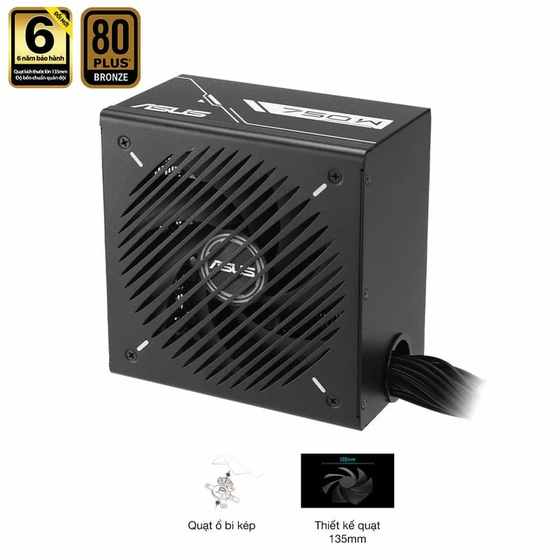 ASUS Prime 750B Black PSU - 750W Bronze, Dual Ball Fan Bearings, 135mm Fan Design 8 ASUS Prime 750B Black PSU - 750W Bronze, Dual Ball Fan Bearings, 135mm Fan Design - Ảnh 8
