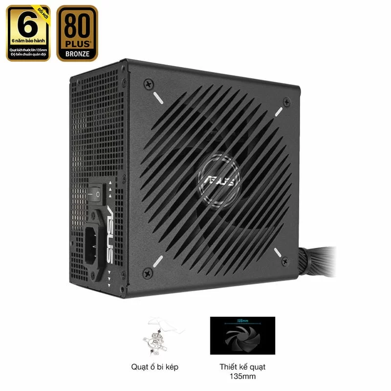 ASUS Prime 750B Black PSU - 750W Bronze, Dual Ball Fan Bearings, 135mm Fan Design 9 ASUS Prime 750B Black PSU - 750W Bronze, Dual Ball Fan Bearings, 135mm Fan Design - Ảnh 9