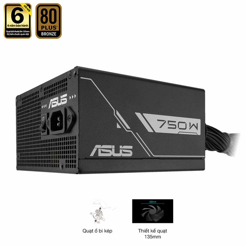 ASUS Prime 750B Black PSU - 750W Bronze, Dual Ball Fan Bearings, 135mm Fan Design 10 ASUS Prime 750B Black PSU - 750W Bronze, Dual Ball Fan Bearings, 135mm Fan Design - Ảnh 10