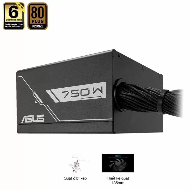 ASUS Prime 750B Black PSU - 750W Bronze, Dual Ball Fan Bearings, 135mm Fan Design 11 ASUS Prime 750B Black PSU - 750W Bronze, Dual Ball Fan Bearings, 135mm Fan Design - Ảnh 11