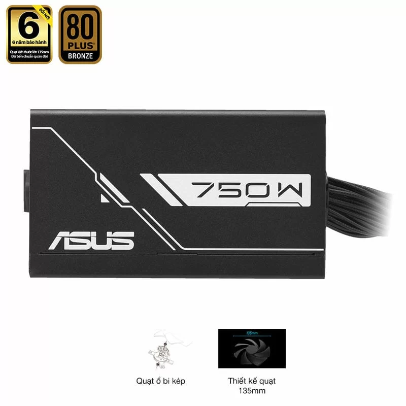 ASUS Prime 750B Black PSU - 750W Bronze, Dual Ball Fan Bearings, 135mm Fan Design 1 ASUS Prime 750B Black PSU - 750W Bronze, Dual Ball Fan Bearings, 135mm Fan Design