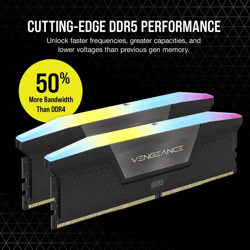 CORSAIR Vengeance RGB 96GB Memory Kit - Black, 96GB (2x48GB) DDR5, 5600MHz, CL40 DDR5 (CMH96GX5M2B5600C40) 8 CORSAIR Vengeance RGB 96GB Memory Kit - Black, 96GB (2x48GB) DDR5, 5600MHz, CL40 DDR5 (CMH96GX5M2B5600C40) - Ảnh 8