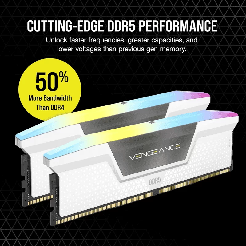 CORSAIR Vengeance RGB 32GB Memory Kit - White, 32GB (2x16GB) DDR5, 6000MHz, CL36 DDR5 (CMH32GX5M2E6000C36W) 8 CORSAIR Vengeance RGB 32GB Memory Kit - White, 32GB (2x16GB) DDR5, 6000MHz, CL36 DDR5 (CMH32GX5M2E6000C36W) - Ảnh 8