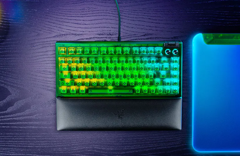 razer phantom blackwidow v4 75 green edition desktop mobile