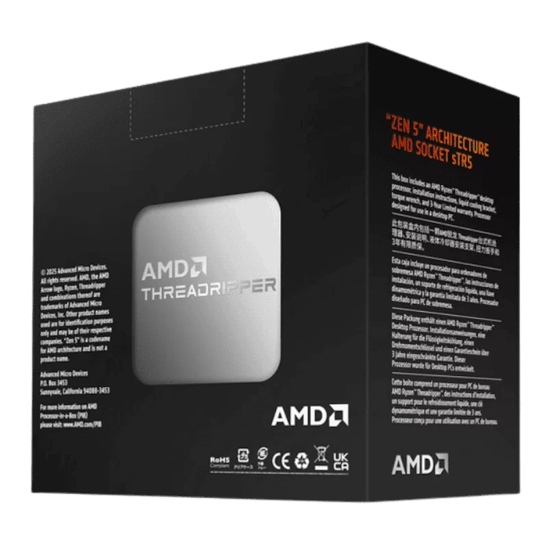 AMD Threadripper 9960X Processor - 24C48T, 4.2GHz Up to 5.4GHz, 152MB Cache, Zen 5 Shimada Peak sTR5, PCIe 5.0, 350W TDP, Discrete Graphics Card Required 2 AMD Threadripper 9960X Processor - 24C48T, 4.2GHz Up to 5.4GHz, 152MB Cache, Zen 5 Shimada Peak sTR5, PCIe 5.0, 350W TDP, Discrete Graphics Card Required - Ảnh 2