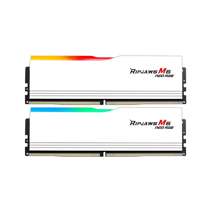 G.Skill Ripjaws M5 Neo RGB White 64GB (2x32GB) DDR5 Memory Kit -  Intel XMP 3.0 & AMD EXPO, 6000MHz CL36 (F5-6000J3636F32GX2-RM5NRW)