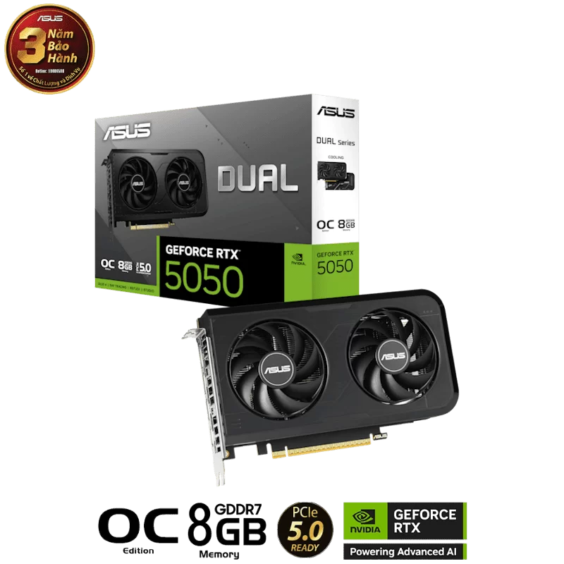 ASUS Dual GeForce RTX 5050 OC 8GB GDDR6 (DUAL-RTX5050-O8G) Graphics Card 1 ASUS Dual GeForce RTX 5050 OC 8GB GDDR6 (DUAL-RTX5050-O8G) Graphics Card