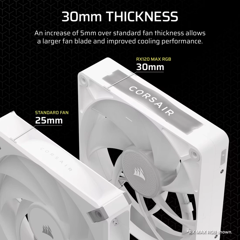 CORSAIR iCUE LINK RX120 MAX RGB White 120mm PWM Thick Fans Starter Kit Fans - 3x 120mm PWM Fan, iCUE LINK System Hub included 7 CORSAIR iCUE LINK RX120 MAX RGB White 120mm PWM Thick Fans Starter Kit Fans - 3x 120mm PWM Fan, iCUE LINK System Hub included - Ảnh 7
