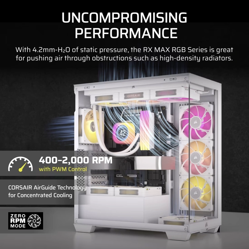 CORSAIR iCUE LINK RX120 MAX RGB White 120mm PWM Thick Fans Starter Kit Fans - 3x 120mm PWM Fan, iCUE LINK System Hub included 8 CORSAIR iCUE LINK RX120 MAX RGB White 120mm PWM Thick Fans Starter Kit Fans - 3x 120mm PWM Fan, iCUE LINK System Hub included - Ảnh 8